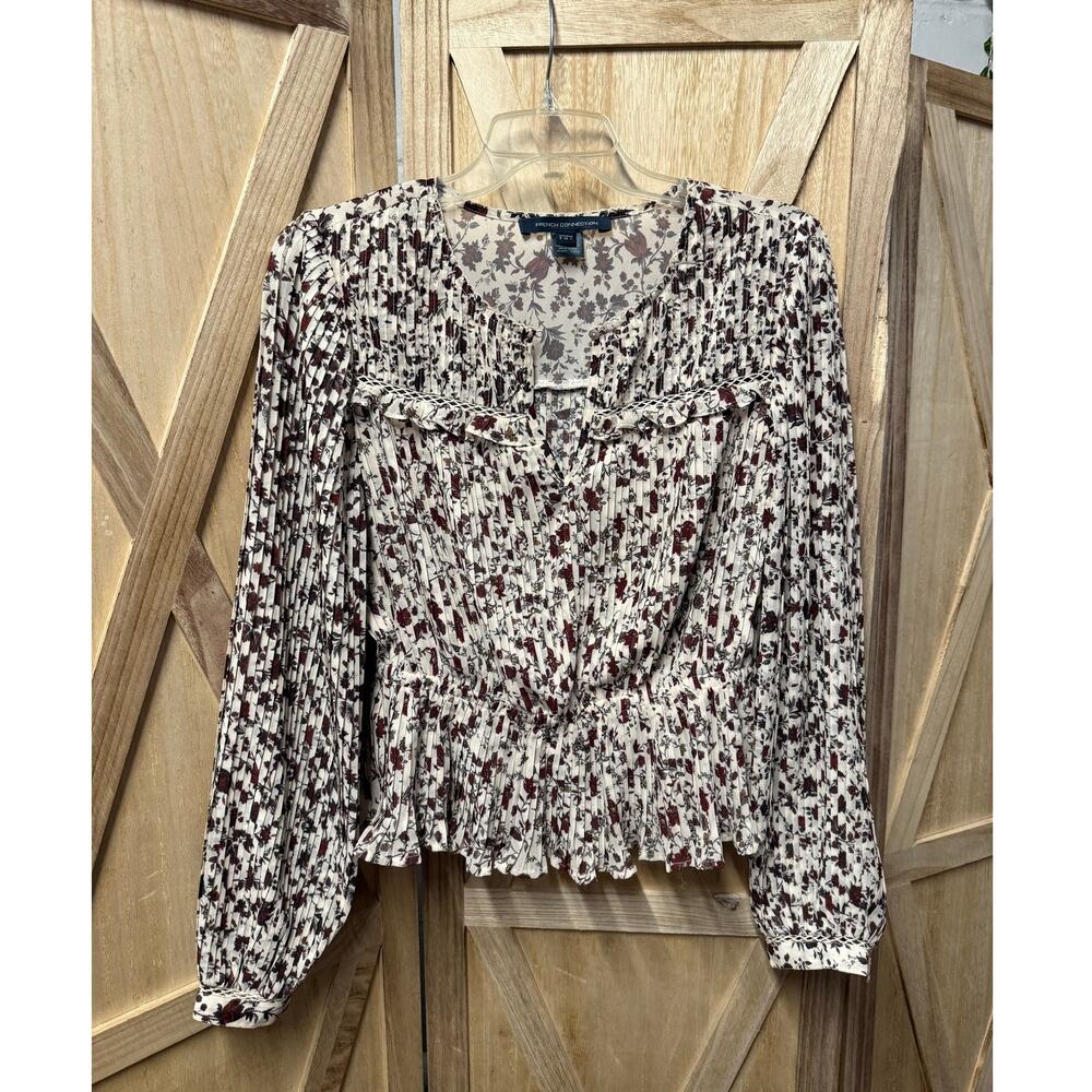 FRENCH CONNECTION floral boho pleated Alison blouse top - Picture 2 of 8